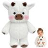 Generico Peluche Mucca Che Corre, Pupazzo Che Corre,Soft Fluffy Stuffed Animal, 17.7/23.6 in Cartoon Cow Plush Doll as Play Companion and Nice Gift (White-17.7in)