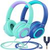 iclever Cuffie iClever Kinder con divisore per la condivisione [confezione da 2] - Volume limitato a 85 dBA per la sicurezza - Cuffie HS22 per bambini con cavo, con connettore da 3,5 mm antistropicciamento, stereo pieghevoli, ideali per la scuola, …