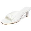 MGGMOKAY Mules donna con tacco gatto punta quadrata e fibbia, sandali slip on per tutti i giorni e cerimonie,Bianco,38