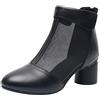 Jamron Donna Elegante Tallone di Blocco Stivaletti Traspirante Maglia Estate Stivali Pumps Nero SN02664 EU38