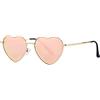 Gleyemor Occhiali da sole polarizzati a forma di cuore per le donne montatura in metallo carino occhiali 100% protezione UV, 05 Oro/Rosa Specchio, lenswidth