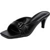 MGGMOKAY Mules donna con tacco gatto punta quadrata e fibbia, sandali slip on per tutti i giorni e cerimonie,Nero,37