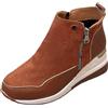ANUFER Donna 5.5cm Tacco a Zeppa Finta Scamosciata Stivaletti Brown EU39