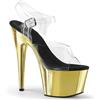WDUDSUDUW 7.9in piattaforma lampeggianti stiletto trasparente sandali con tacchi molto alti/modello di ballo da palo con tacco alto,D'oro,38.5 EU