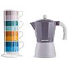 Egan Set 4 Tazze Caffè Impil. con Metalrack Pantone Linear + Moka Viola 6 tazzine