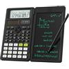 NEWYES Calcolatrice scientifica, calcolatrice ingegneristica 82MS con tavoletta da scrittura e penna inclusa, 240 funzioni, display a 2 righe, forniture per scuole medie e superiori, nero
