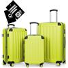 Hauptstadtkoffer Spree - Set di 3 valigie + Etichetta digitale - trolley da viaggio 55/65/75 cm + etichetta bagaglio con QR code, 4 ruote doppie, guscio rigido ABS, espansione volume XL, TSA, Felce