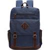 DEEVORCA Vintage Uomo Zaino Moda Tela Grande 17.3 Pollici PC Portatile Zaino Multiple Multifunzionale Tasche per Viaggio Scuola Quotidiano Lavoro Casuale Uomo Comodo Canvas Backpack Blu