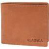 LEABAGS Portafoglio in Pelle da Uomo | Protezione RFID | Formato Orizzontale | Tasca per Monete | 11 Scomparti per Carte | Cucitura Rinforzata | Marrone Chiaro