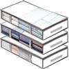 Dexpally 3 Pezzi Contenitori Sottoletto 100x50x18cm Scatole Sotto Letto Contenitore con Finestra di Osservazione e Maniglia per Piumoni, Lenzuola, Vestiti per Camera da Letto, Armadio