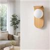 B·LED BARCELONA LED BARCELONA LED Applique da Parete Legno Metallo Stile Japandi Nordico Minimalista con Sfera Vetro Bianco G9 Luce Calda Ideale Camera Letto Soggiorno Ristorante Ufficio Lampada Lettura Interno