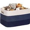 MYHOMMATTO Grande Contenitore 86L in corda di cotone, cesto per giocattoli, coperte, vestiti, cesto per biancheria intrecciato con maniglie, per arredo camera bambini o soggiorno, sfumatura blu