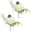 CYUXING Decorazione floreale artificiale con rose bianche da 2 pezzi, decorazione da boutonniere per uomo, adatta per feste di compleanno, matrimoni, testimoni dello sposo, anniversari, balli di fine anno