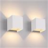 damastoreitalia Kit 2 Applique LED da Esterno Bianca attacco G9 IP65 Cubo Alluminio Fascio Regolabile Up Down Lampada Parete Moderna 10x10x10 cm Lampadina non inclusa Max 12W (2)
