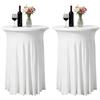 Bqkroa Set di 2 tovaglie bianche elasticizzate: 80 x 110 cm, copritavolo elasticizzato con gonna, tavolo da bar da bar e da cocktail