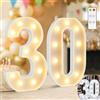 Ledido Lampada a LED con numeri illuminati, 32 cm, numeri 30 | Numeri luminosi a LED bianco caldo e freddo, con telecomando, per feste di compleanno, matrimoni, scrivania, tavolo da parete