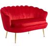 IlGruppone Divano Due 2 Posti in Velluto Forma Conchiglia Gambe in Metallo 133x63x75 Cm Camera Soggiorno Ufficio - Bordeaux