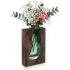 LiYiJiKeJi Vasi in Vetro per Decorazioni da Tavola, Vasi da Fiori Moderni, Vaso in Vetro per Fiori, Vaso Decorativi con base in legno per Matrimoni Ufficio Camera da Letto Tavolo Casa Decorazione (Alti 24 cm)