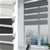 UISEBRT Doppia tenda a rullo, fissaggio senza fori, grigio, larghezza 70 x altezza 220 cm, tenda doppia per finestre senza fori, protezione solare per ufficio, soggiorno, cucina, bagno
