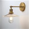JIMUBEAM Lampada da parete vintage industriale a 1 luce con paralume in vetro trasparente a coste a imbuto, applique da parete per interni per soggiorno camera da letto bagno sopra lavello da cucina