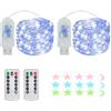 MUXIJIA Luci a stringa a LED, 50 LED, funzione timer, 8 modalità Luci a stringa USB impermeabili per esterni/interni con telecomando per camera da letto, cortile, matrimonio, Natale, fai da te, ecc. (Blu)