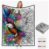 SOUFEEL Coperta da Colorare con Pennarelli per Tessuti 150x120 cm, Coperta Colorabile con 24 Pennarelli Inclusi per Adulti e Bambini, Regalo Originale per Famiglia e Amici (Stile 04)