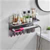 Morwealth Supporto per Dyson Airwrap Senza Foratura, 2 in 1 Supporto da parete per Dyson Airwrap Facile da Conservare Estetico Dyson Asciugacapelli Supporto da parete e Organizer in Metallo Durevole