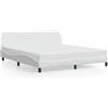 IKAYAA Letto Matrimoniale 180x200 Struttura Letto Imbottita con testiera Telaio con Rete a Doghe in Legno e Similpelle-Bianco-180 x 200 cm