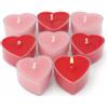 MIJOMA Set di candeline a forma di cuore, ca. 4 x 4 cm, colori a scelta, rosso o bianco, illuminazione romantica per ogni occasione (rosa/rosso, 8 pezzi)