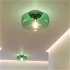 Licht-Erlebnisse Lampada da soffitto moderna in vetro e metallo verde e nera rotonda diametro 35 cm Adatta per soggiorno camera da letto cucina elegante e raffinata E27