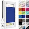 Estika Tenda plissettata con fissaggio adesivo senza forare - 45 x 180 cm - Blu navy - per interni, per finestre, tessuto semi-trasparente, protezione solare