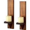 BSTKEY Set di 2 applique da parete in legno, portacandele decorativo da parete, candelabro, marrone votivo candelabro applique