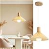 JIAODIE Lampada A Sospensione Nordico Paralume Plissato Floreale Apparecchio Sospeso Tessuto Retrò Lampada Da Soffitto E27 Altezza Regolabile Per Sala Pranzo Camera Soggiorno Isola Cucina(Light Wood)