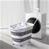 WEB2O Cesto portabiancheria retrattile e pieghevole, con ruote, 45 litri, colore: bianco grigio