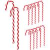 ABSOK Hanging Candy Cane Natale,12 bastoncini di plastica per albero di Natale da appendere per feste di famiglia (rosso+bianco)
