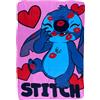 CARTOON Plaid Stitch rosa con cuore per bambini 100 x 150 cm coperta in pile 100% morbido poliestere 210 gsm