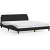 IKAYAA Letto Matrimoniale 180x200 Struttura Letto Imbottita con testiera Telaio con Rete a Doghe in Legno e Similpelle-Nero-180 x 200 cm