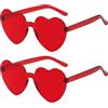 Meleager Occhiali a Cuore Senza Montatura, Occhiali da Sole a Cuore Rossa, 2 Pezzi Occhiali a Forma di Cuore, Occhiali da Sole Vintage '70, Protezione UV400, per Feste Matrimoni Halloween