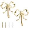 ACOLY 2 ganci da parete con fiocco a forma di farfalla dorata, ganci decorativi da parete per cappotti, cappelli, borse, asciugamani