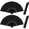 Quelcc 2 Pezzi Ventaglio Nero, Ventaglio Pieghevole, Cinese Ventilatore, Portatile Mano Ventaglio Pieghevole, Bambù Ventilatore, per Ballo, Festa, Regali di Nozze, Feste Estive o Matrimoni