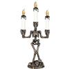 Cepewa Candelabro a LED a forma di teschio, a tre bracci, 15 x 36 x 8 cm, nero, oro, bianco, plastica, giallo, tremolante, Halloween, candelabro, teschi