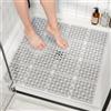 HITSLAM 60 x 60 cm Tappetino Doccia, Quadrato Tappetino da Bagno in TPE Morbido Tagliabile su Misura Senza Odori con Ventose e Fori di Drenaggio, Tappeto Doccia antiscivolo senza BPA, Grigio