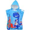 Rainway Poncho da bagno per bambini con cappuccio, design Dino, in microfibra, 60 x 120 cm, con sacchetto a coulisse, morbido e assorbente, asciugamano da bagno, poncho per bambini e bambine (altezza dei