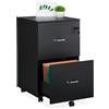 Relaxdays Cassettiera sotto Scrivania da Ufficio, Mobile con Chiave, 2 Cassetti e Schedario Documenti, 72x43x46 cm, Nero