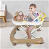 HUOLE Girello pieghevole Bebe - Girello per bambini, multifunzione, con ruote silenziose, centro attività, vassoio rimovibile anti ribaltamento da 6 a 18 mesi (62 x 68 x 36-81 cm, cachi)