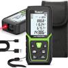 Huepar Metro laser 100M, Huepar Distanziometro Laser Digitale, Telemetro Laser Portatile con funzione silenziosa, unità M/in/Ft Commutazione, 4 Righe LCD Retroilluminato e Misurazione, Area/Volume/Pitagorico