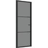vidaXL Porta Interna 76x201,5 cm Nero Opaco Vetro ESG e Alluminio