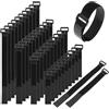 QWORK® 40 Pezzi Cinghie di Fissaggio Riutilizzabili in Nylon, 20 mm x 15/20/25/30 cm, Fascette Nere con Hook e Loop