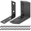 sourcing map Set da 12 staffe angolari in metallo, staffe ad angolo retto con viti per mensole in legno, nero, 5 x 1,5 x 5 cm