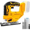 YWNYT Seghetto alternativo senza fili per 18V 20V, 400W 2900RPM Jigsaw Cut Off Tool, Tagli bevelati a 45 °, 3 azioni orbitali, con lame per il taglio dritto/curvo/circolo